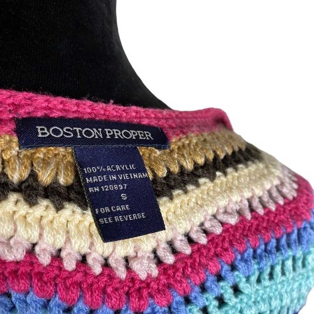 Vintage Y2K Boston proper crochet afghan Rainbow … - image 6
