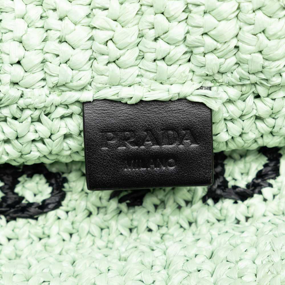 Prada Green Raffia Logo Small Tote Bag - image 6