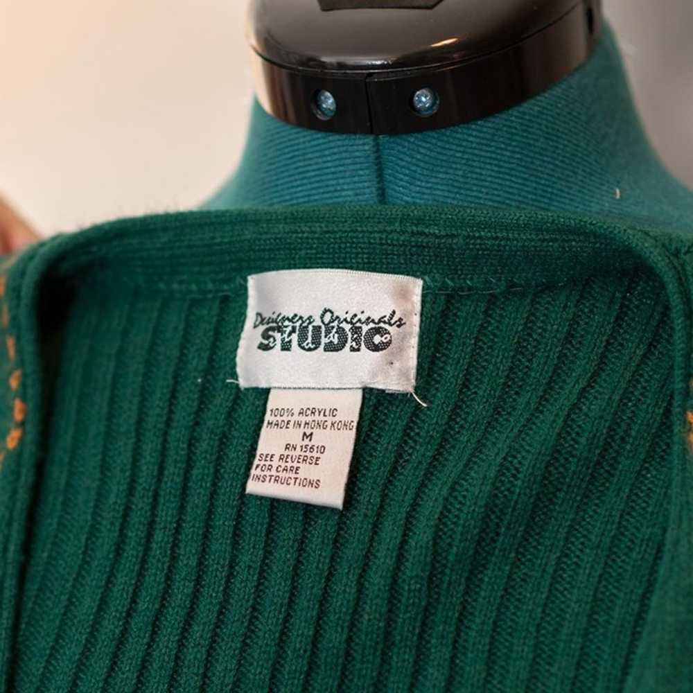 Vintage 90s Sweater Vest Argyle Green And Purple … - image 3
