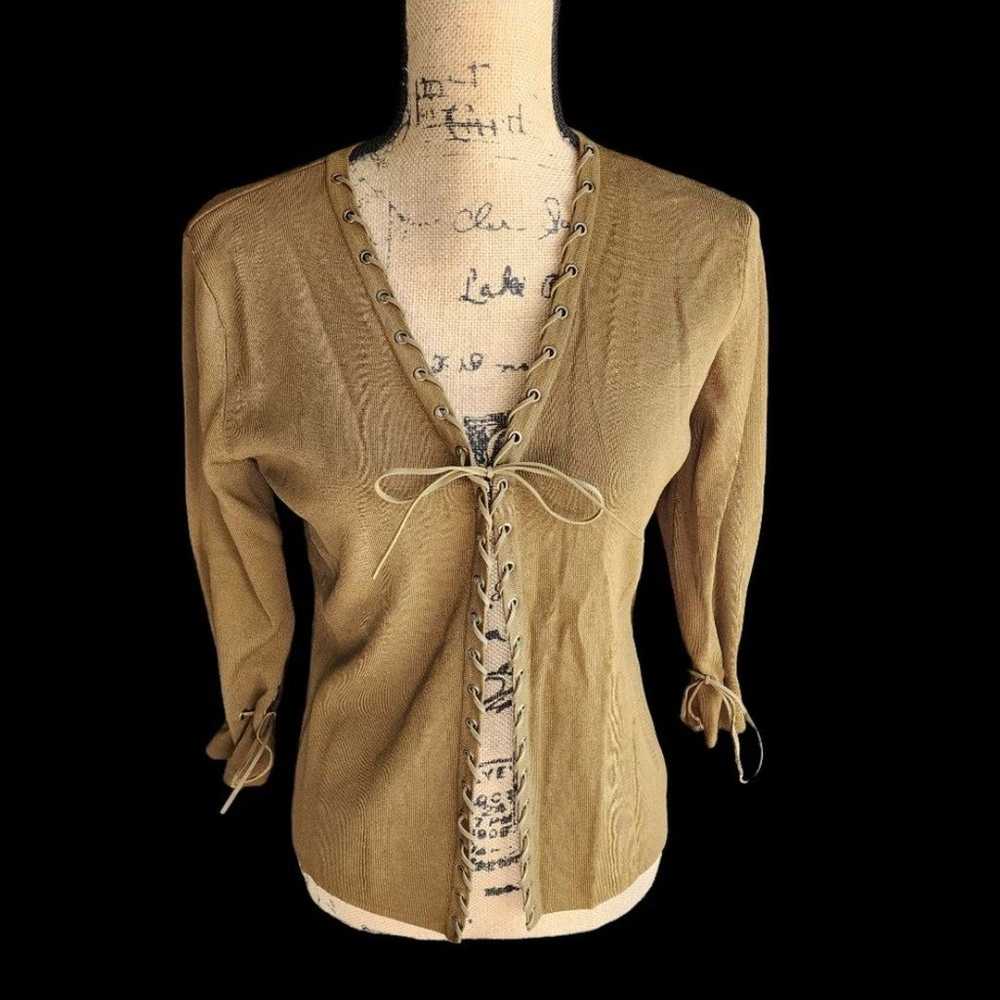 Joseph A. Vintage Leather Corded Cardigan - image 1