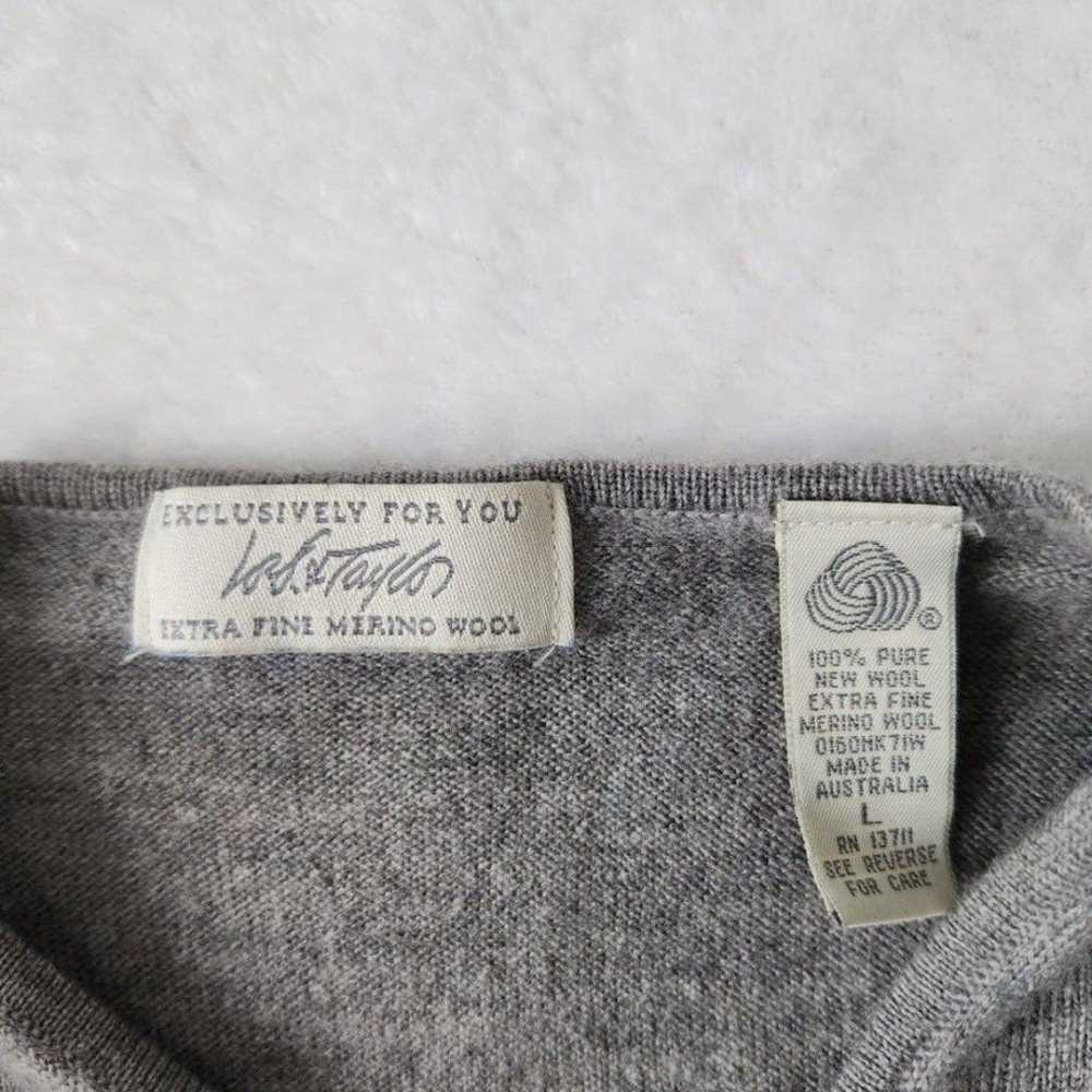 Vintage Lord & Taylor Gray Merino Wool Sweater La… - image 4