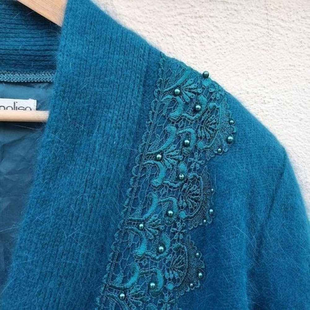 Vintage Women Turquoise Angora Oversized Cardigan… - image 6