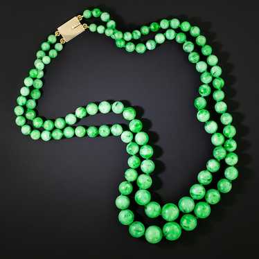 Natural Burma Jade Bead Double Strand Necklace