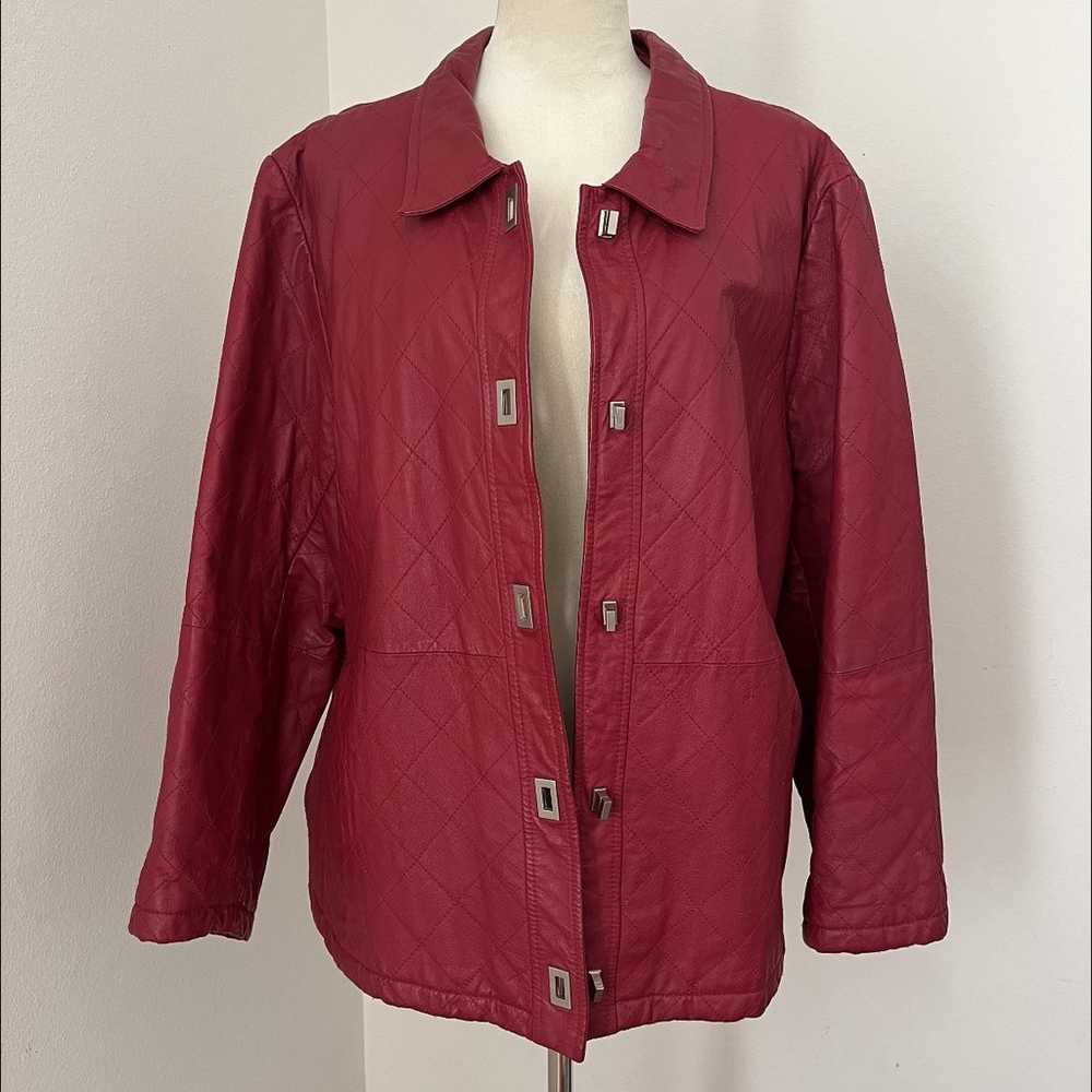 Vintage Dialogue Red Genuine Leather Jacket - image 2