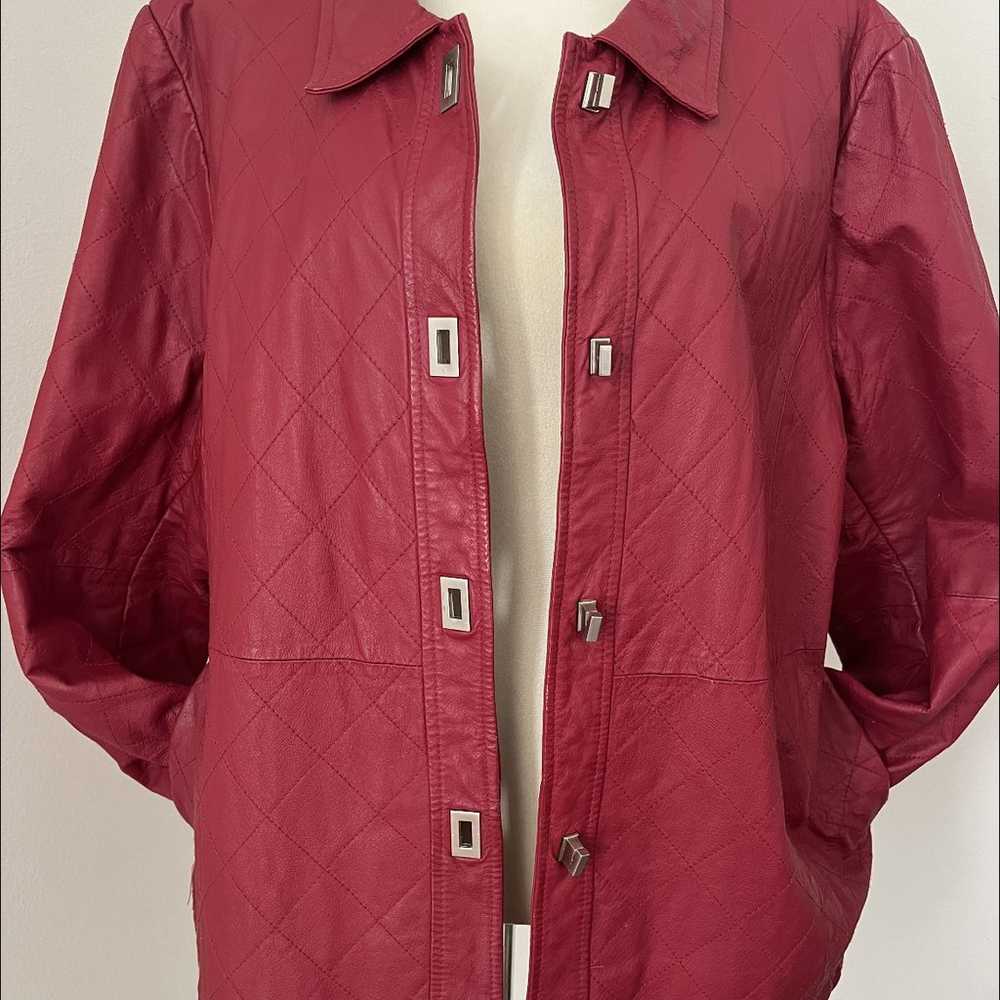 Vintage Dialogue Red Genuine Leather Jacket - image 6