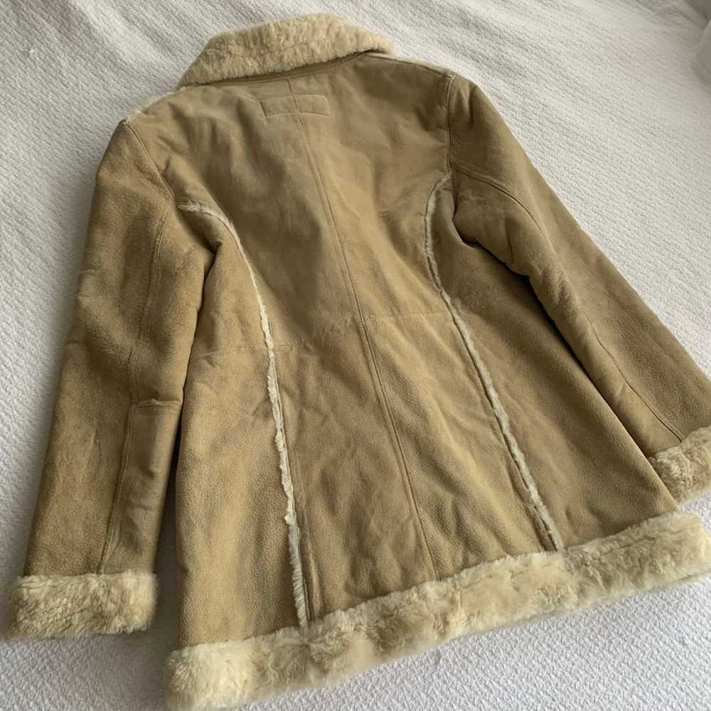 Steve Madden tan suede leather shearling jacket 9… - image 9