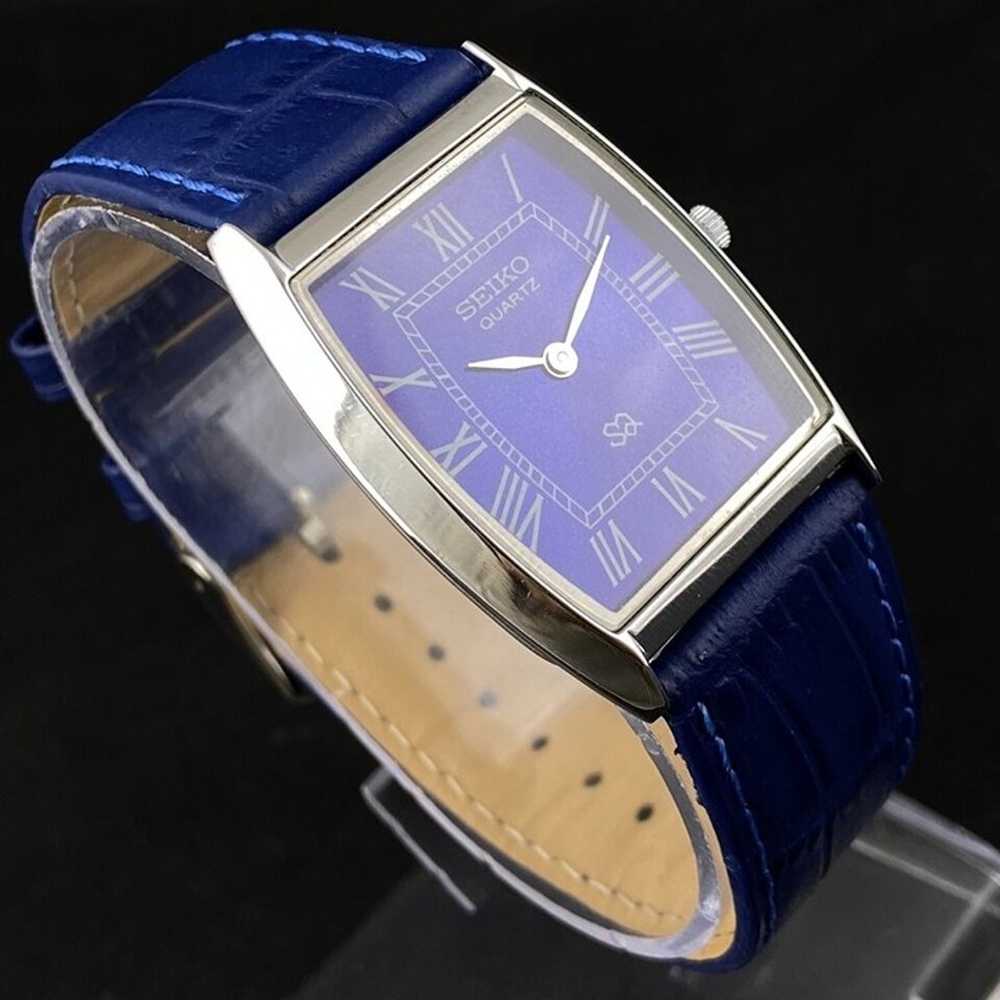 Vintage Style Seiko Quartz Mens Silver Watch & Bl… - image 1