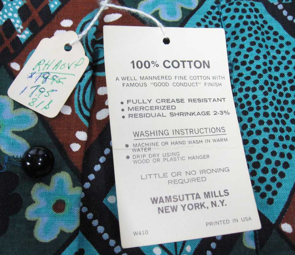 60s Vintage Cotton Day Dress NOS Turquoise Argyle… - image 8