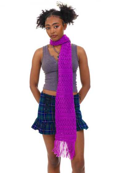 Vintage 90's Purple Knit Tassel Scarf
