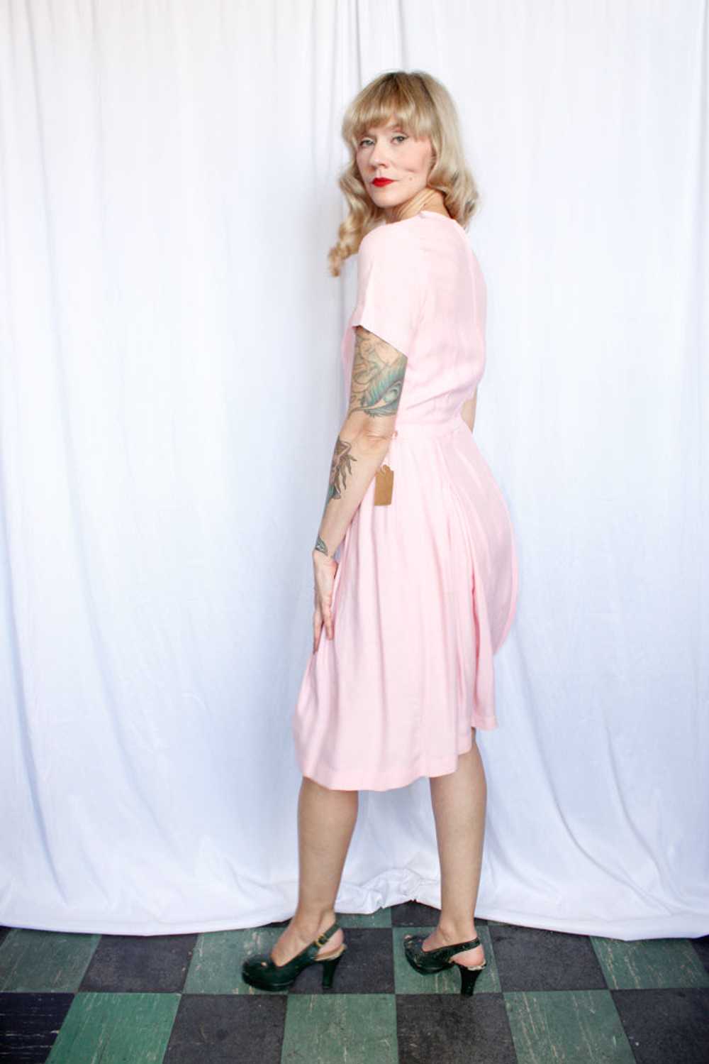 1950s Princess Pink Linen Dress - Medium - image 3