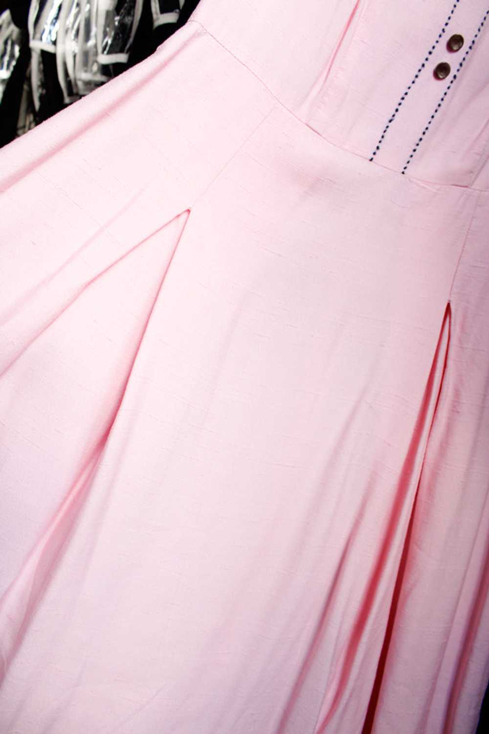 1950s Princess Pink Linen Dress - Medium - image 9
