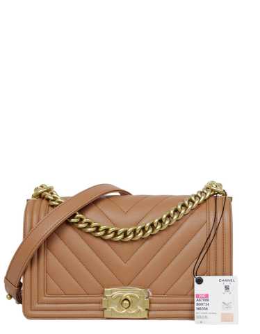 Chanel 2023 NWT Tan Caviar Leather Chevron Quilted
