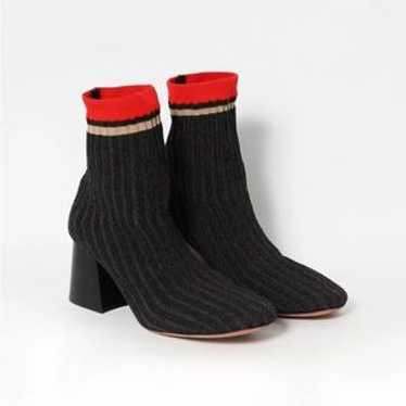 【美品】 CELINE セリーヌ ブーツ BOOTIE SOCK KNIT ☆Celine☆バルキー レースアップブーツ (CELINE/ショートブーツ