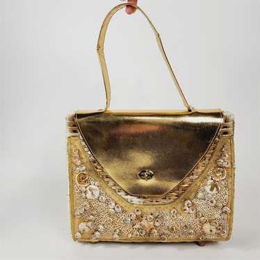 Vintage Straw World Seashell Handbag Purse Hialeah