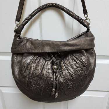Brighton Handbag Pewter Leather Hidden Compartmen… - image 1