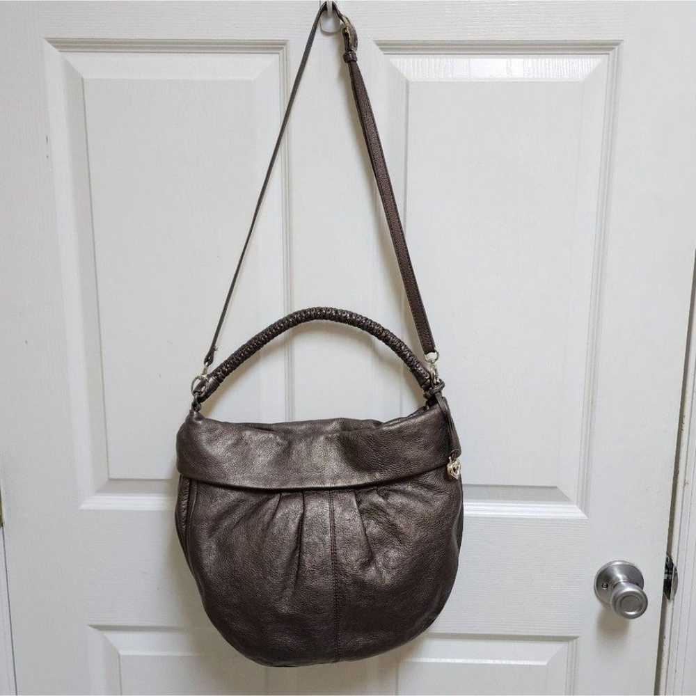 Brighton Handbag Pewter Leather Hidden Compartmen… - image 3
