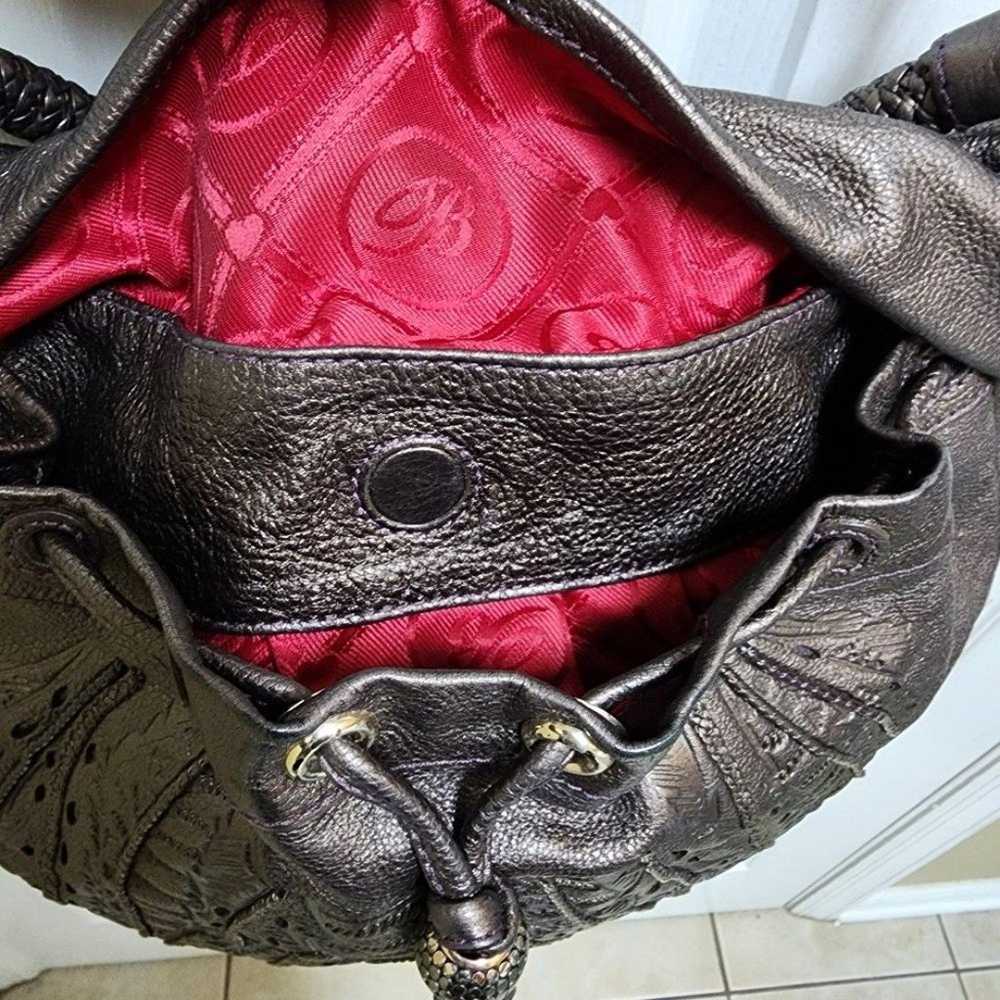 Brighton Handbag Pewter Leather Hidden Compartmen… - image 5