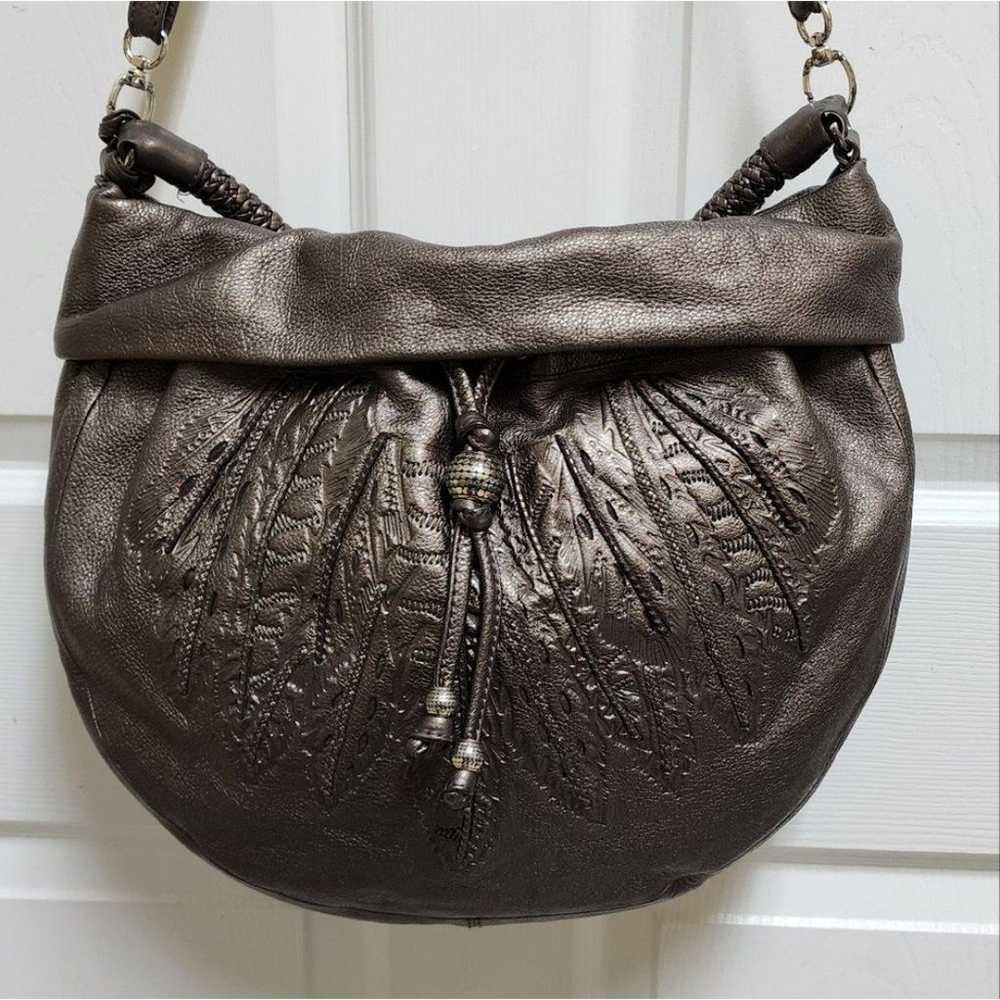 Brighton Handbag Pewter Leather Hidden Compartmen… - image 8