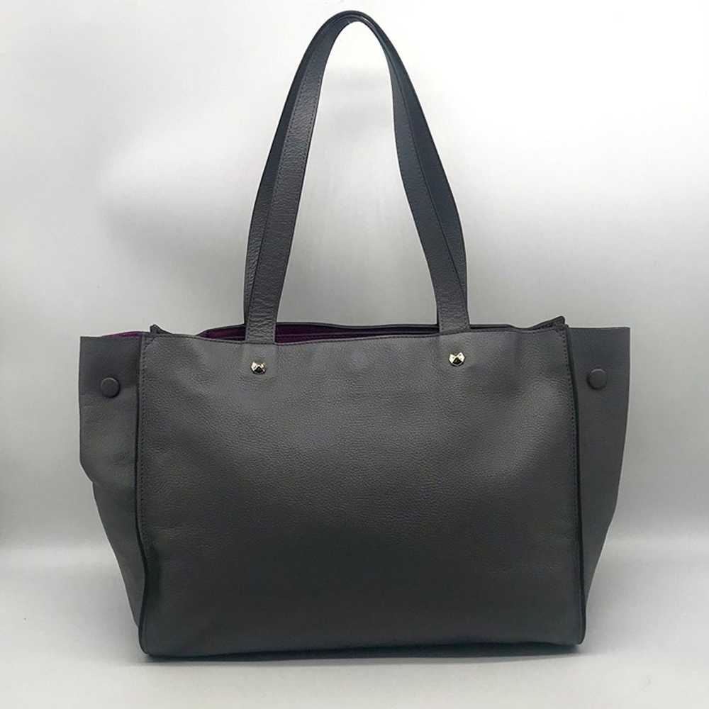 Henri Bendel The Influencer Gray Leather Tote Bag - image 2