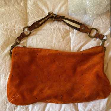 Louis Vuitton suede orange bag , barely used!