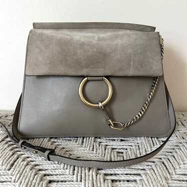 CHLOE Faye Suede and Calfskin Leather Shoulder Bag - image 1