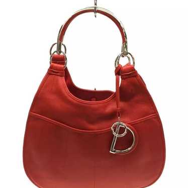 Christian Dior Cherry Red handbag Sheepskin Saddl… - image 1