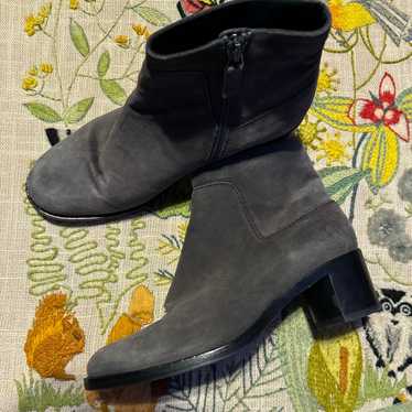 Aquatalia Suede Bootie Ankle Boots Zipper 2” Heel… - image 1