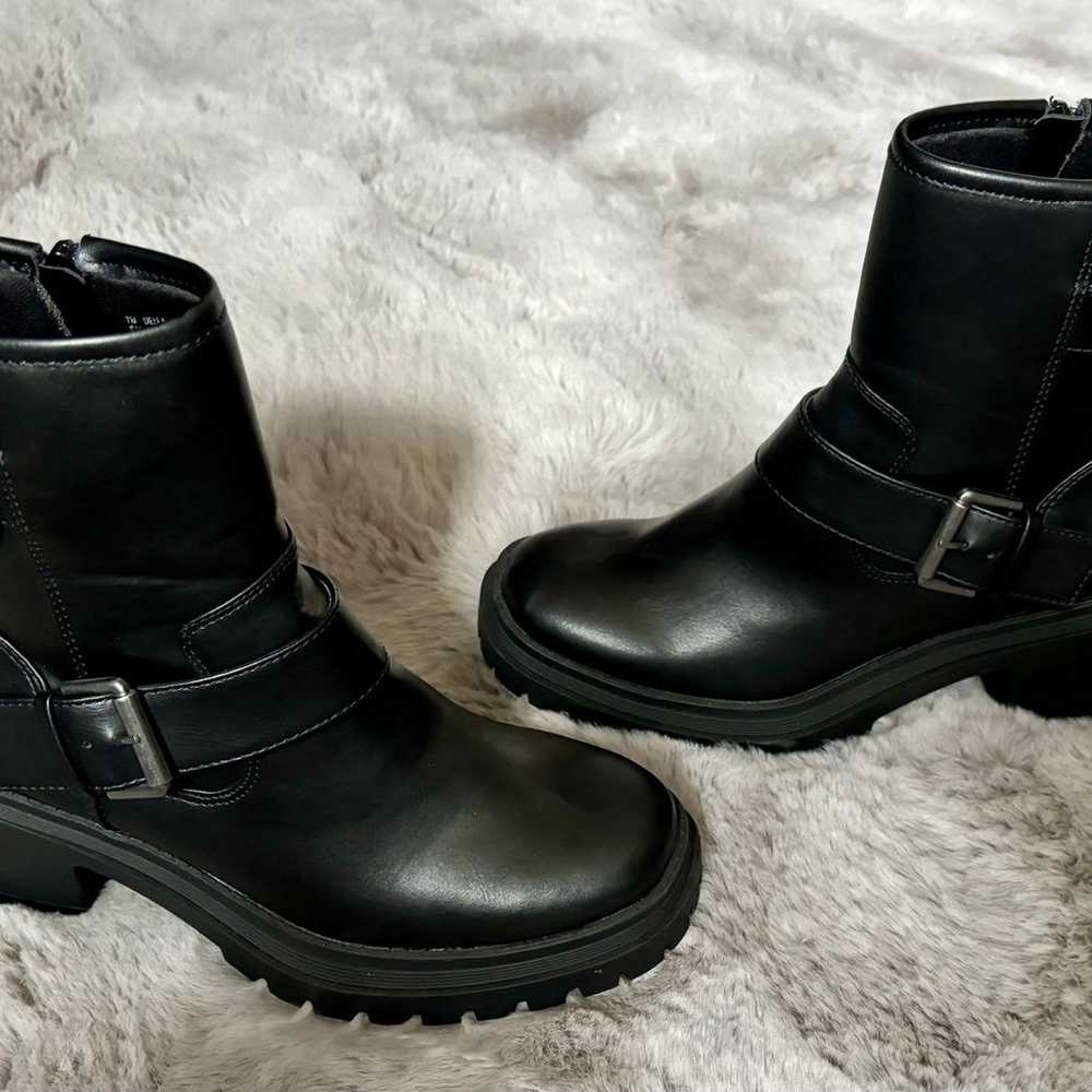 Esprit Vegan Leather Moto Boots Size 7 - image 2