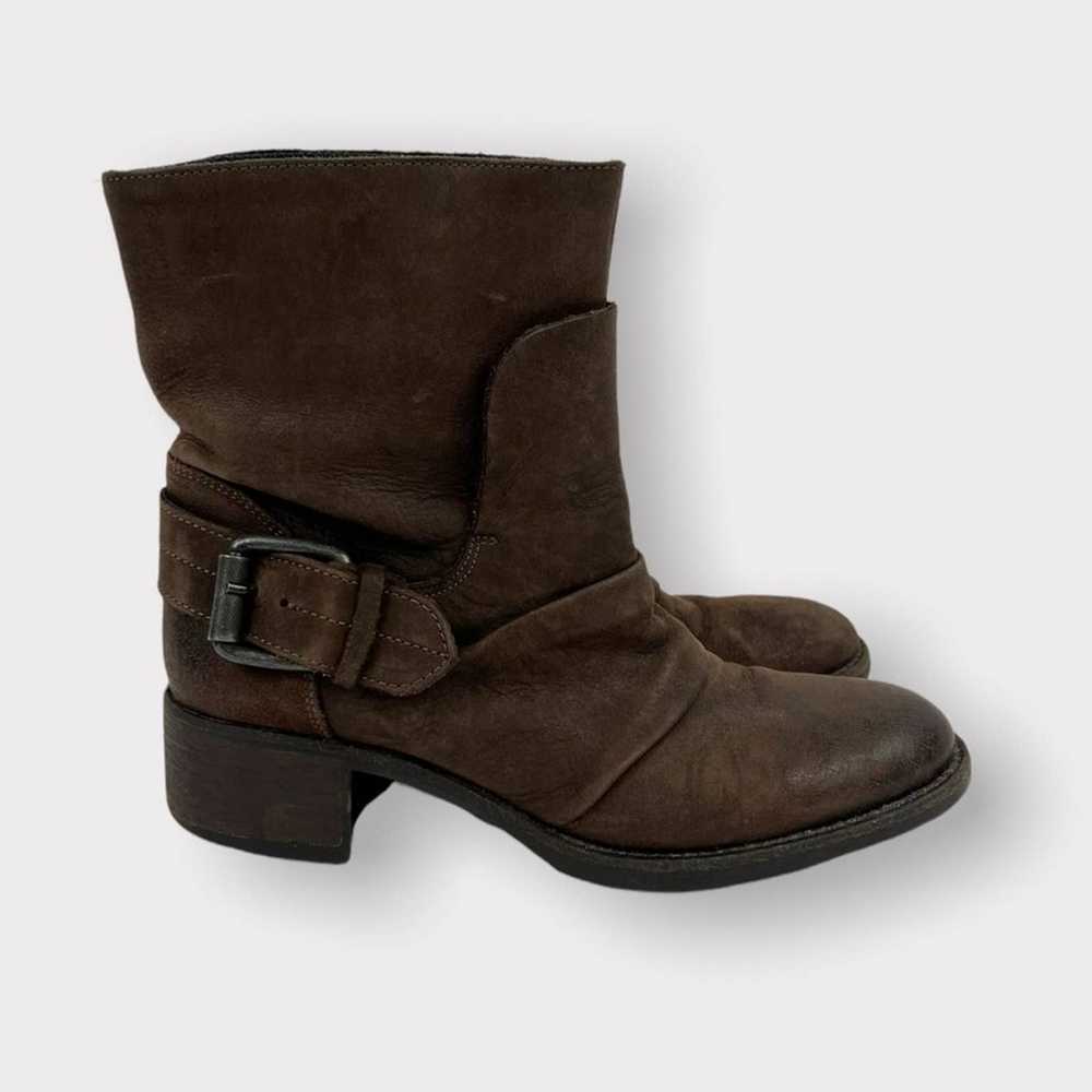 Vera Wang Lavender Brown Leather Buckle Moto Boots - image 2