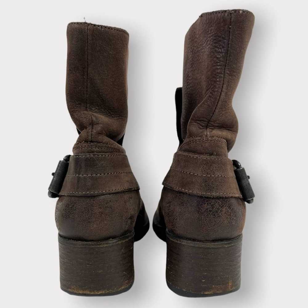 Vera Wang Lavender Brown Leather Buckle Moto Boots - image 5