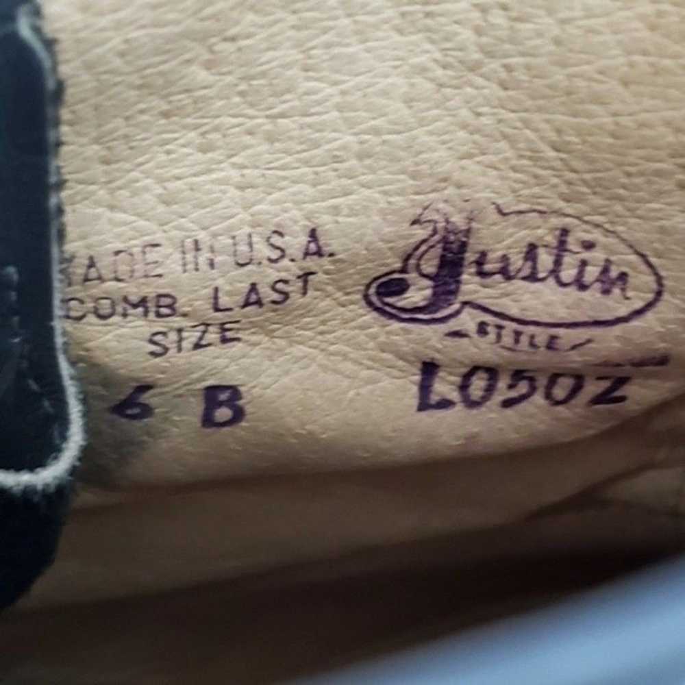 Vintage Justin Stone Gray Leather Roper Boots Siz… - image 10