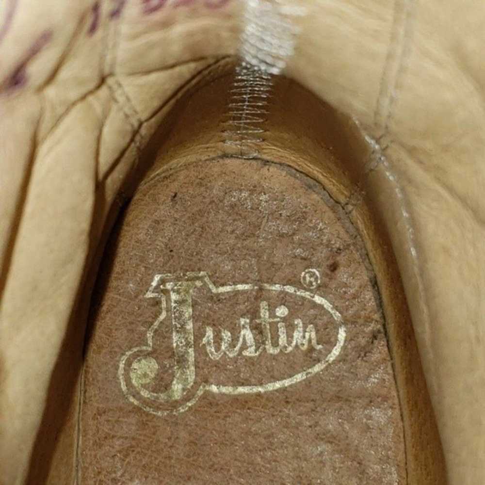 Vintage Justin Stone Gray Leather Roper Boots Siz… - image 12