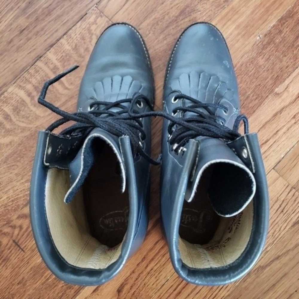 Vintage Justin Stone Gray Leather Roper Boots Siz… - image 4