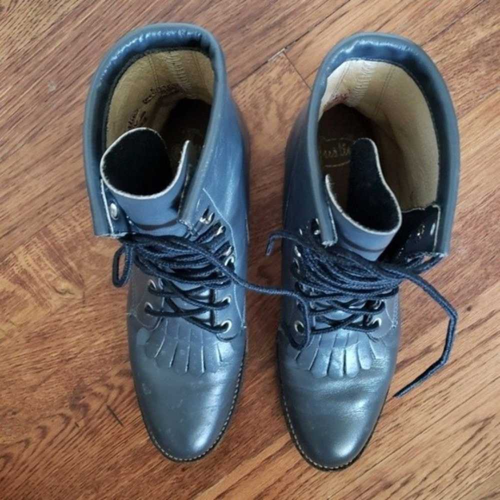 Vintage Justin Stone Gray Leather Roper Boots Siz… - image 5