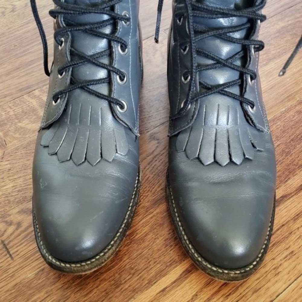 Vintage Justin Stone Gray Leather Roper Boots Siz… - image 6