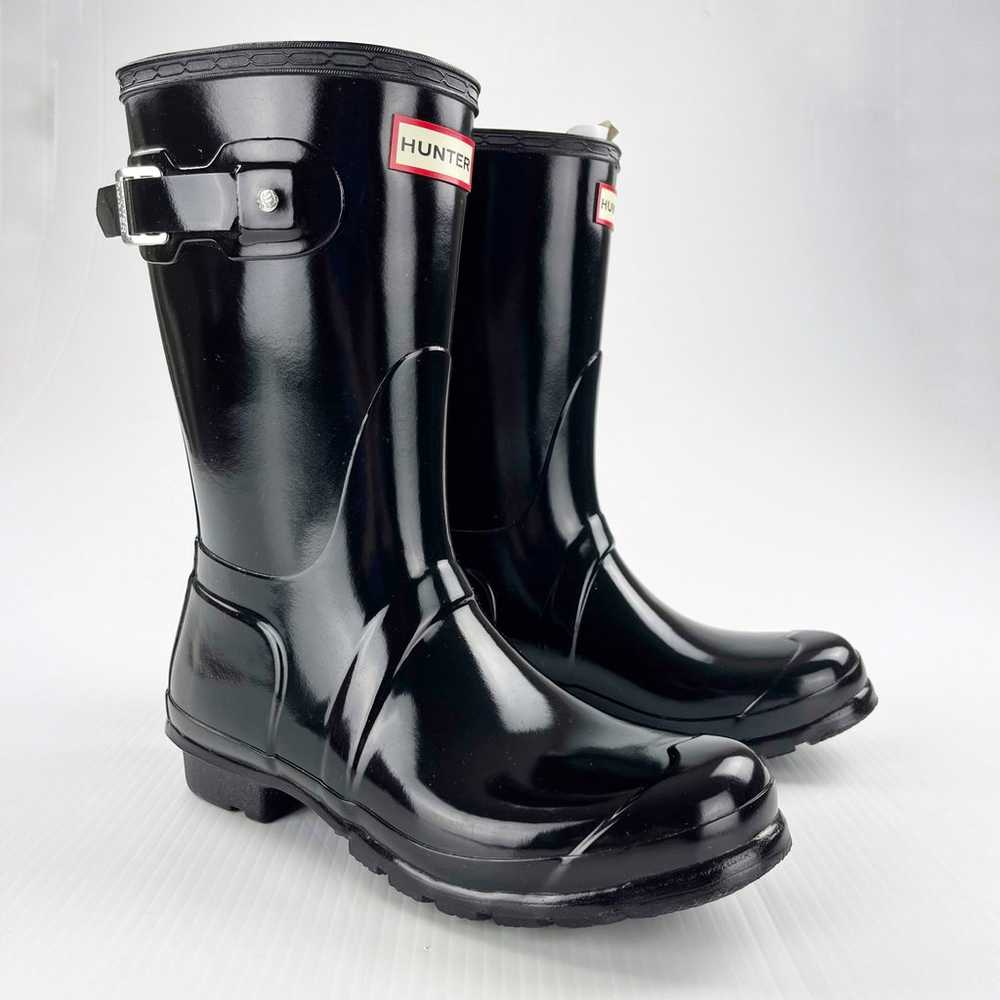 Hunter Original Short Black Gloss Rain Boots Shoe… - image 1