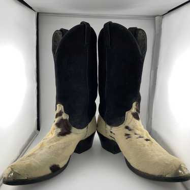 80s Vintage Code West Western / Cowgirl / Cowboy Boots White & popular Black Leather