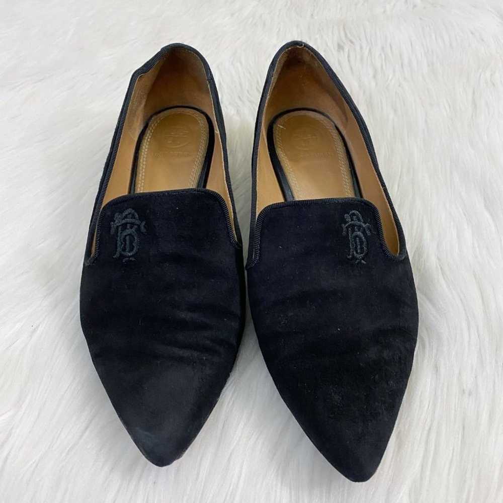 Tory Burch Black Suede Pointy Toe Loafers Embroid… - image 3