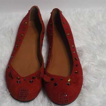 Marc Jacobs Studded Red Leather Suede Ballet Flat - image 1