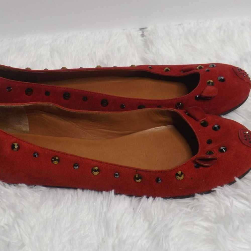 Marc Jacobs Studded Red Leather Suede Ballet Flat - image 2