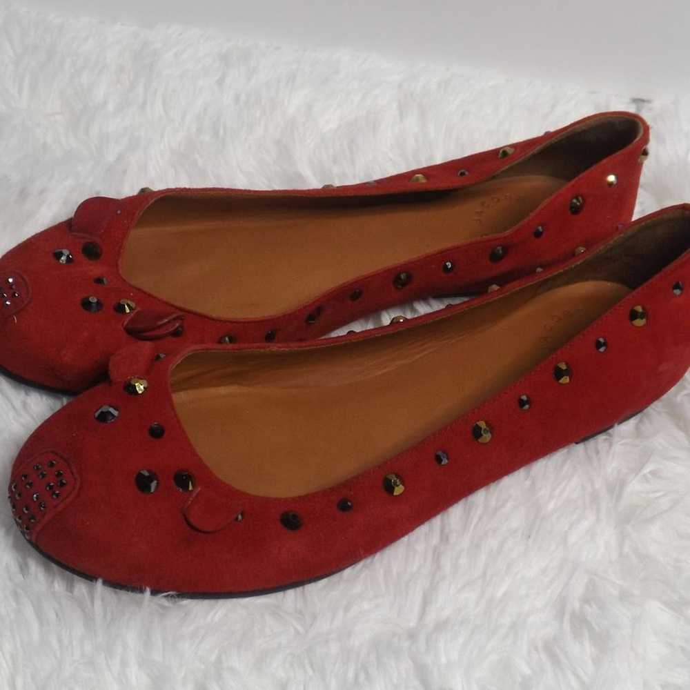 Marc Jacobs Studded Red Leather Suede Ballet Flat - image 6