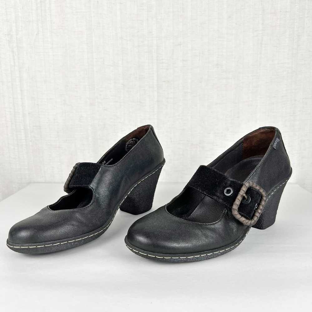 Camper Black Leather & Suede Mary Jane Buckle Hee… - image 1