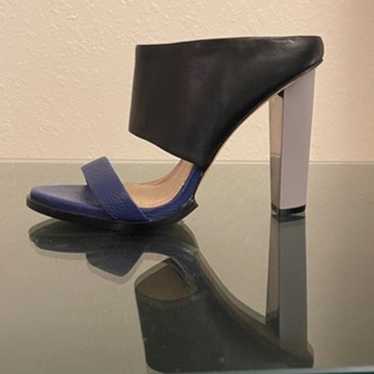 BCBG Maxazria Leather Heels | Black Blue Gray - image 1