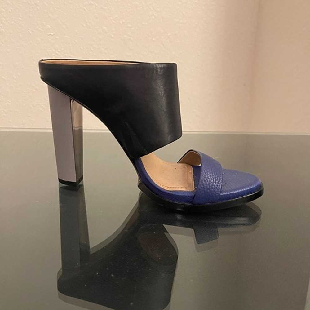 BCBG Maxazria Leather Heels | Black Blue Gray - image 3