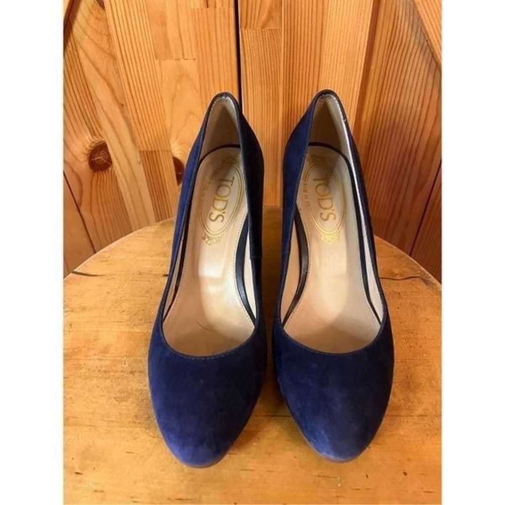 Tod’s GOMMA T75 SUEDE WEDGE IN NAVY BLUE size 34/4 - image 2