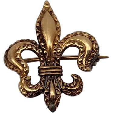 Fleur-de-lis 10k solid watch rose gold watch hook… - image 1