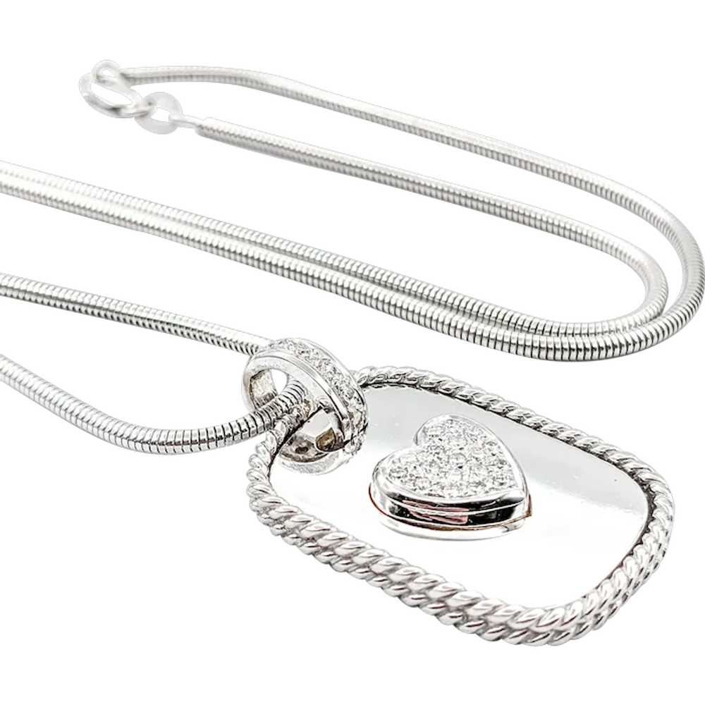 Diamond Cassis Dog Tag Pave Heart Pendant In Whit… - image 1