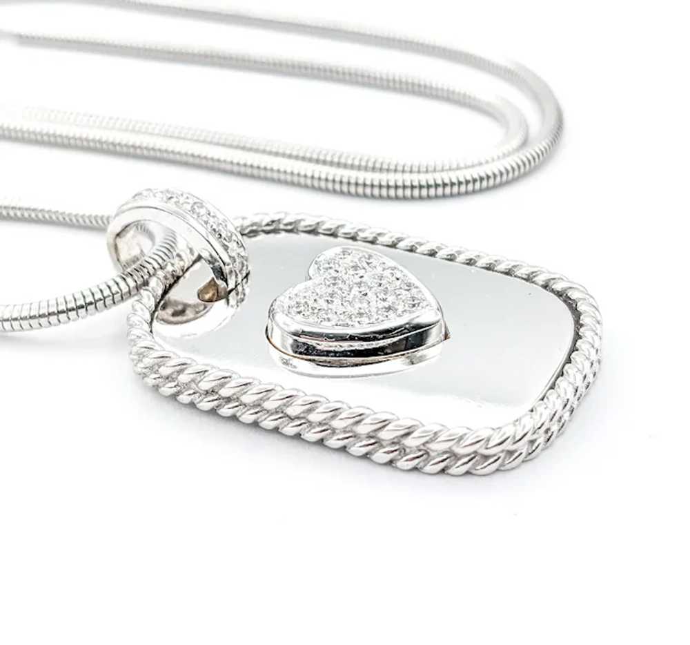 Diamond Cassis Dog Tag Pave Heart Pendant In Whit… - image 3