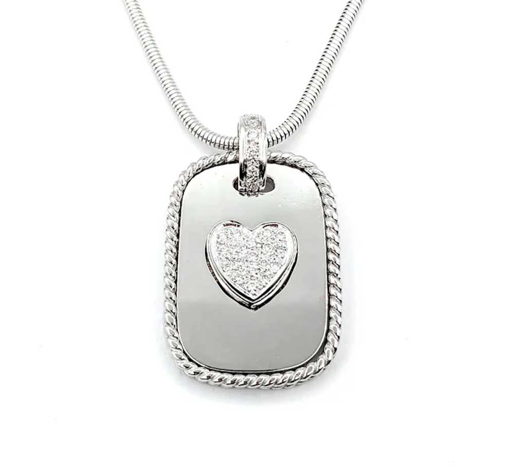 Diamond Cassis Dog Tag Pave Heart Pendant In Whit… - image 5