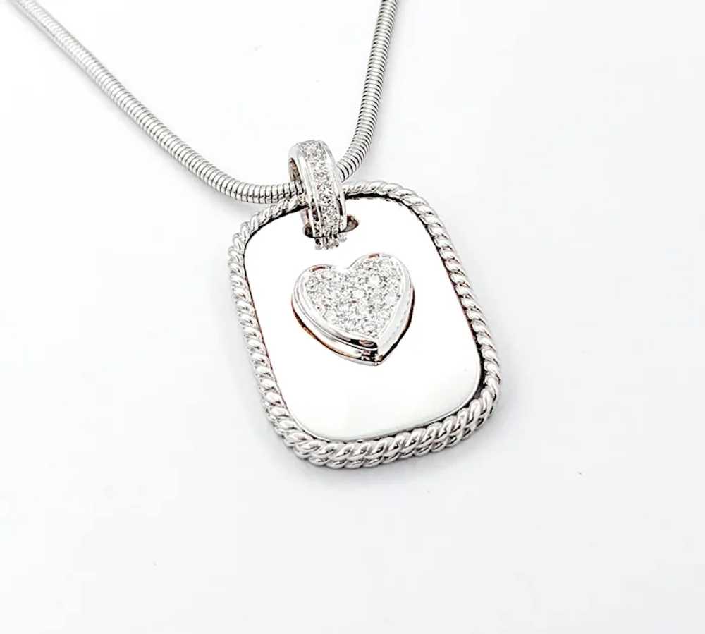 Diamond Cassis Dog Tag Pave Heart Pendant In Whit… - image 6